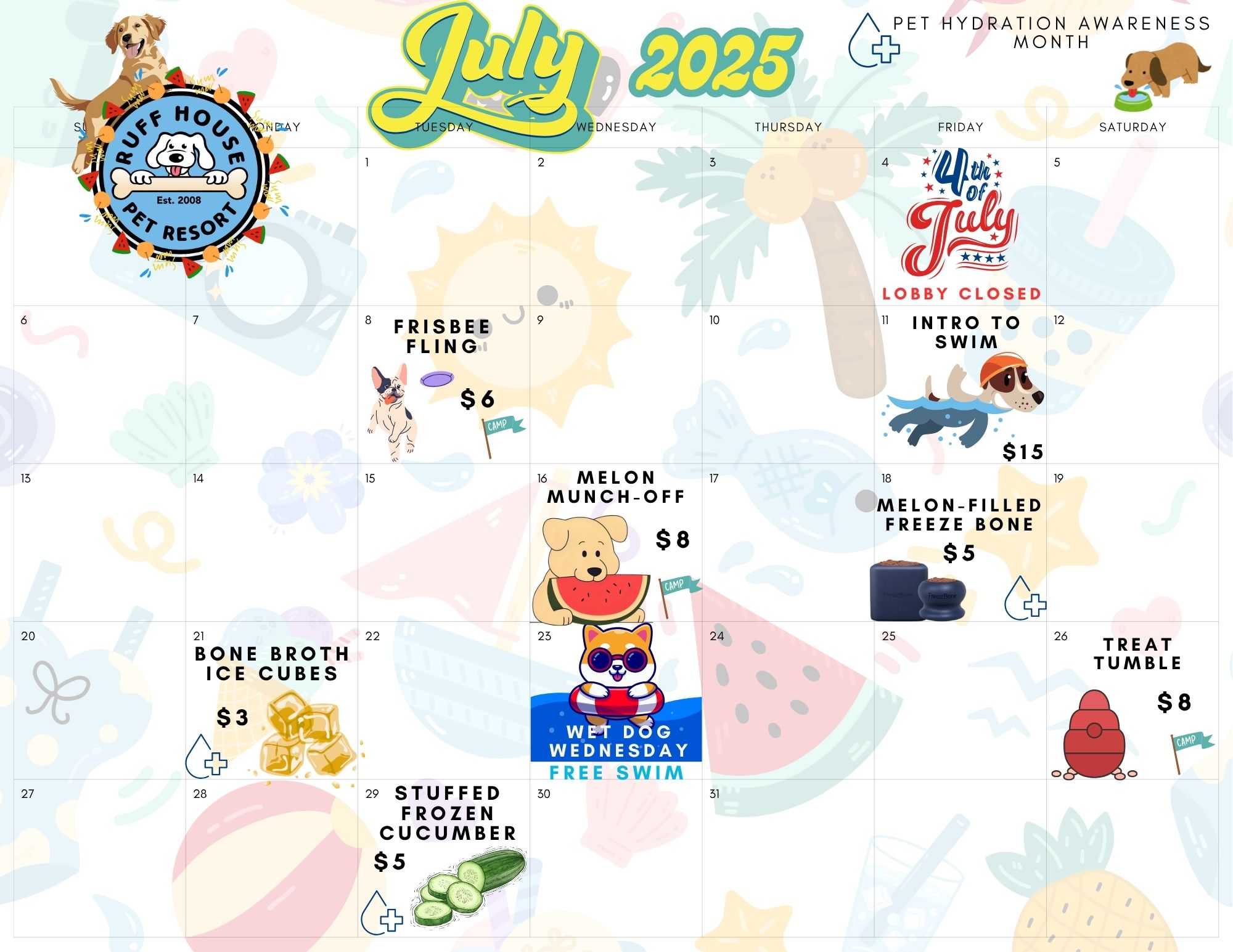 Ruff House July Calendar