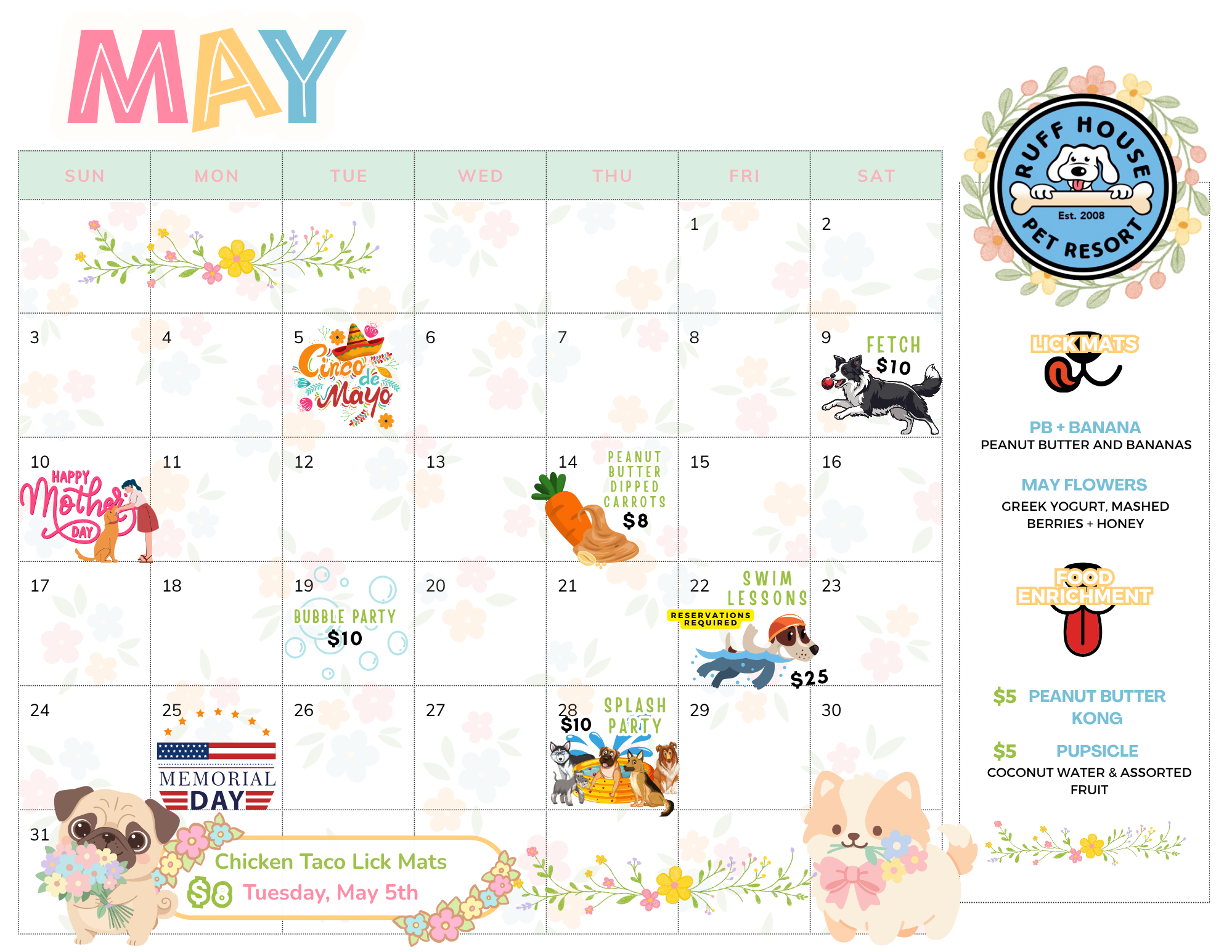Ruff House Pet Resort Calendar May